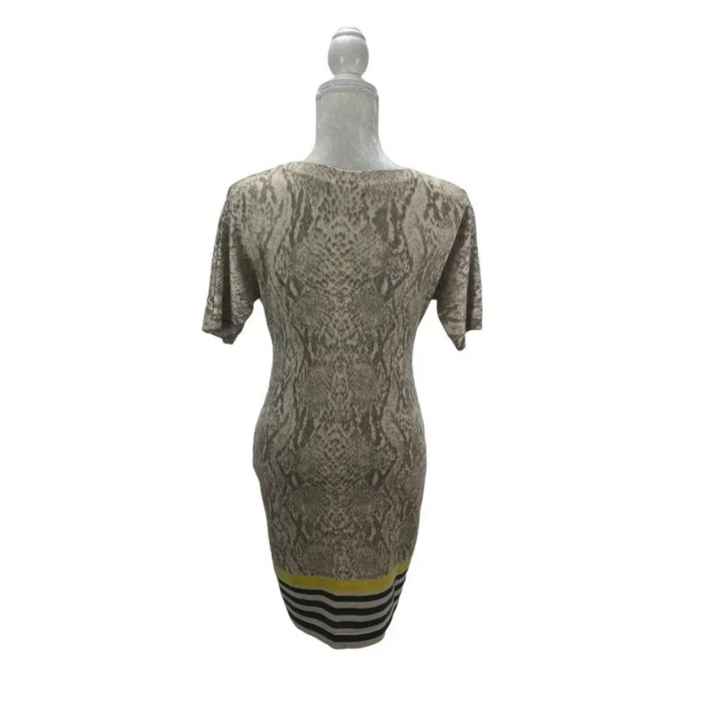 LOFT‎ Bodycon Sweater Dress Merino Wool Snake Print